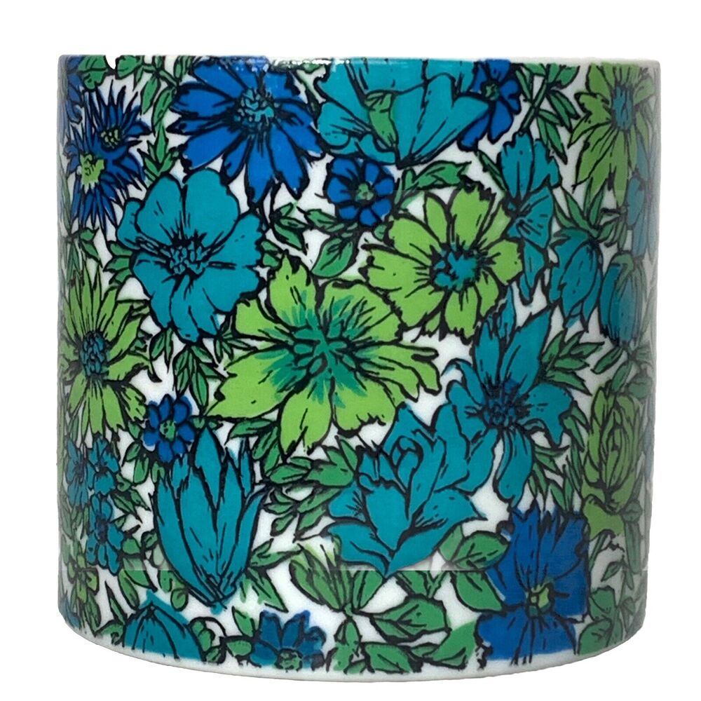 HOLT HOWARD Floral Canister Pot 3-5/8" Blue Green MCM Japan VTG 1966 2511 VGUC